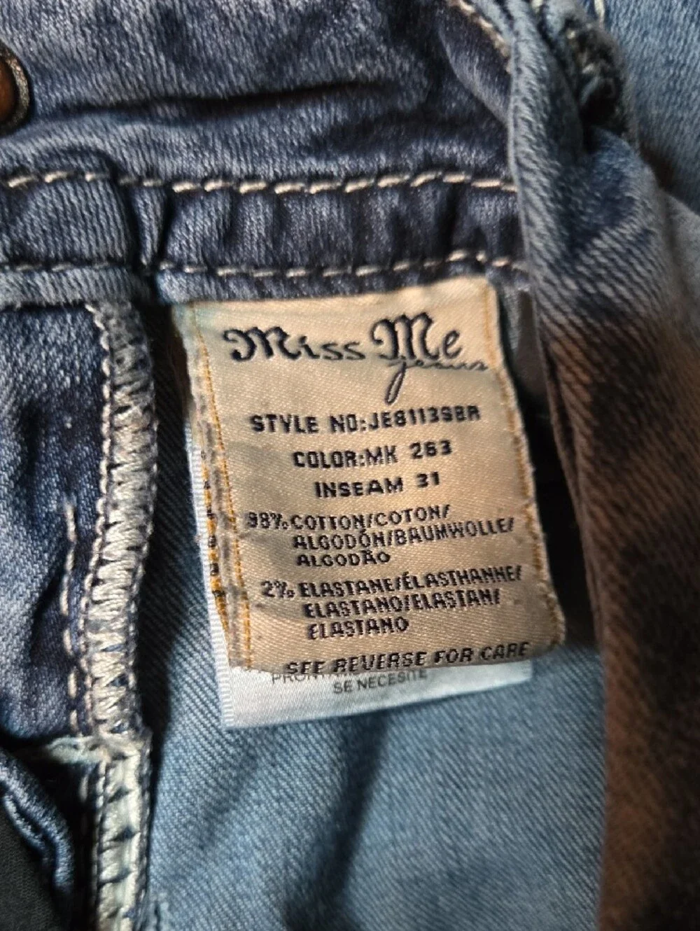 Miss Me Light Blue Skinny Jeans with Embellished Wing Back Pocket - Picture 11 of 15